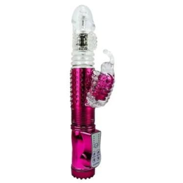 Imagem de Vibrador Rotativo Vai E Vem Recarregável 8 Tipos De Vibração Brinquedo Erótico Rabbit Multifuncional [ROSA] RT020