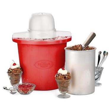 Imagem de Nostalgia ICMP4RD 4-Quart Bucket Electric Ice Cream Maker, Red