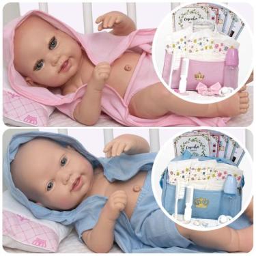Imagem de Bebe Reborn Gêmeos Casal Bonito Baby Alive 42cm Com Bolsa - Cegonha Re