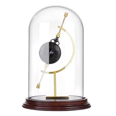 Imagem de PH PandaHall Caixa de exibição de relógio de bolso de 21 x 14 cm, cloche de vidro com suporte de esfera dourada com base de madeira para relógio, plantas, medalhas, fotos, ornamentos colecionáveis