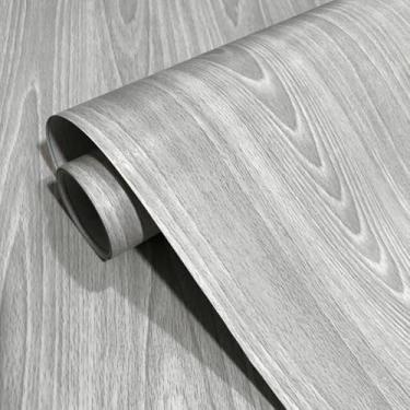 Imagem de Papel de parede de PVC de imitação cinza de grão de madeira autoadesivo para quarto guarda-roupa porta armário de sapatos móveis antigos adesivo de renovação - grão de madeira cinza - 45 * 300 cm