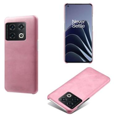 Imagem de Capa para Oneplus 10 PRO,Proteção contra quedas,Casca de volta de cor sólida simples,Design de couro de imitação de plástico-Pink