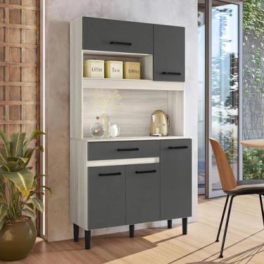 Imagem de Armario cozinha magazin 90cm 5p 1g bianco / chumbo - Nicioli