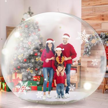 Imagem de Inflantteble Globo de Neve Inflável Gigante de 10 Pés, Decorações de Natal Ao Ar Livre - com(Pvc Resistente de 0,5 Mm de Espessura)(Soprador de 250 W) Grande Arco para Cima, Casa de Bolha Transparente