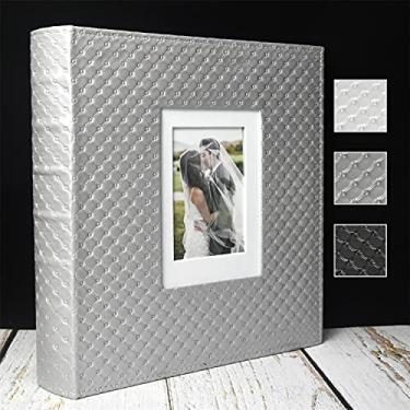 Imagem de Álbum de fotos E--Manny para álbuns de fotos de 4 x 6 fotos de grande capacidade, álbuns de casamento, 500 fotos de espera para família, casais, memórias, livros, aniversários, aniversários, viagens, álbum, sem ácido (prata)