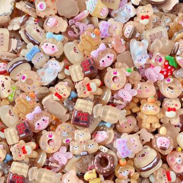 Imagem de Lmlliang 50 peças marrons sortidas de resina plana amuletos de geleca aleatória enfeite para fazer grampos de cabelo sapatos capa de telefone decoração scrapbooking artesanato faça você mesmo