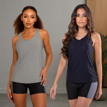 Imagem de Kit 2 Regata Dry Fit Feminina Academia Manga Curta Fitness - Blanco St