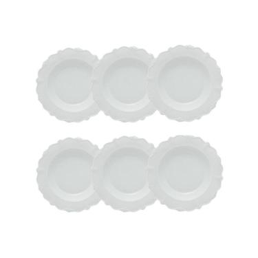 Imagem de Cj 6 Pratos Fundos de Porcelana Fancy Branco 21cm Wolff
