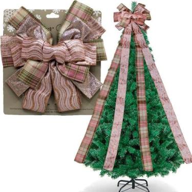 Imagem de Laço Decorativo Aramado Enfeite Ponteira árvore Natal 140cm - Gici Chr