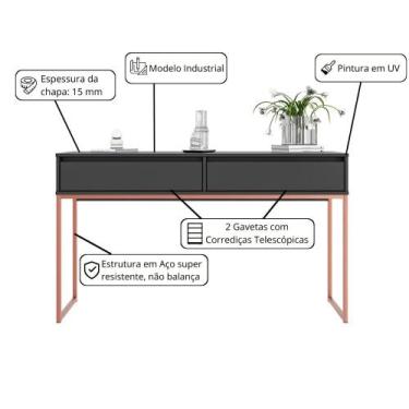 Imagem de Aparador Buffet Iron Industrial Corredor Preto Cobre - Mais de Casa