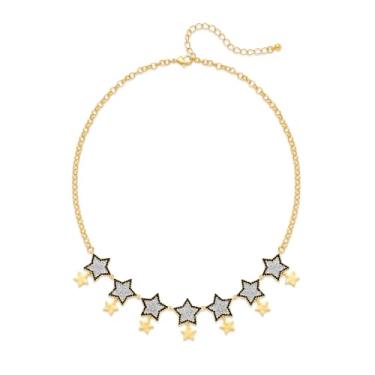 Imagem de CLASSYZINT Colar feminino de Ano Novo com pingente de estrela, corrente de ouro com pingentes de 7 estrelas, joia de festa de Natal, colar de declaração de cosplay de ano novo