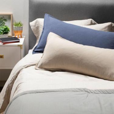 Imagem de Pacote de 2 capas de almofada 100% algodão 50x90cm cinza e azul - Ligh