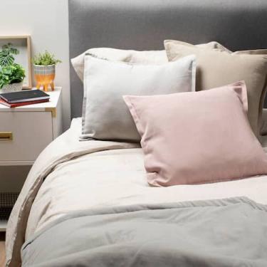 Imagem de Pacote de 2 capas de almofada 100% algodão 50x50cm - cinza e rosa - Li