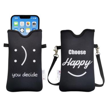 Imagem de Tainada Bolsa de neoprene masculina e feminina com alça transversal/cordão de pescoço para iPhone 16/15/14 Pro Max, 16/15/14 Plus, Samsung S25, A55, Google Pixel 9 (você decide)