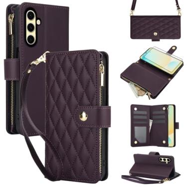 Imagem de Asuwish Capa de celular para Samsung Galaxy S24 FE 5G com protetor de tela de vidro temperado e carteira com zíper, compartimento para cartão, suporte, flip, acessórios para celular S 24 EF AI S24FE