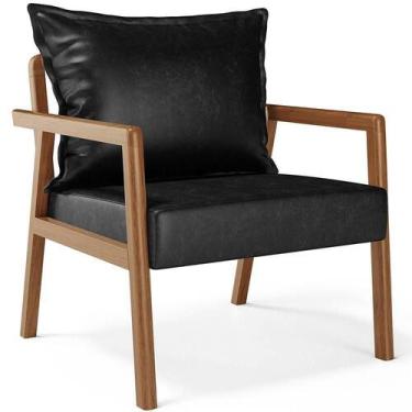 Imagem de Poltrona Decorativa E Living Alícia B04 material sintético Preto Brilh