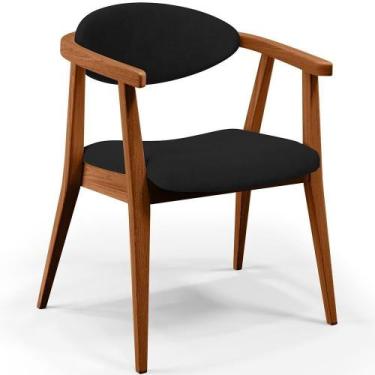 Imagem de Poltrona Decorativa Para Sala De Estar Jantar Cecília L02 Suede Preto 