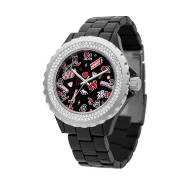 Imagem de Relógio feminino Harley Quinn, DC Comics casual elegante analógico quartzo, Preto, Esmalte