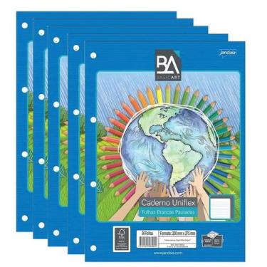 Imagem de Folha De Fichário 4 Furos Universitário Pautada 80 Folhas - Jandaia, 5
