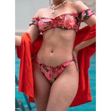 Imagem de biquini vermelho flores - taha modas
