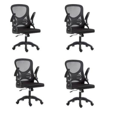 Imagem de Kit com 4 Cadeira Escritório Diretor Office Columbus com Tela Mesh - E
