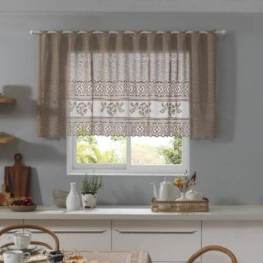 Imagem de Cortina de Renda Clássica Rosas 2,00m x 80cm Bandô Curta Meia Janela C