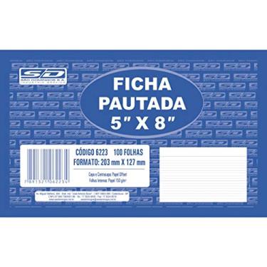 Imagem de Ficha Pautada 5x8 12.7x20.3cm, São Domingos, Multicor, pacote de 100