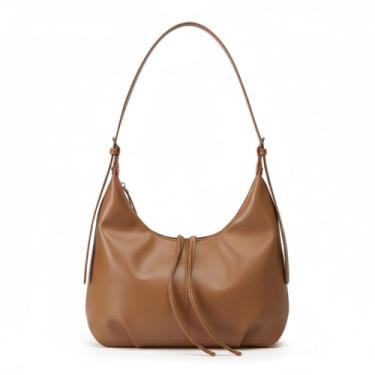 Imagem de ALWY Bolsa Feminina Bolsa de Ombro Grande Feminina de Couro PU Impermeável Vintage Sofisticada (Caramelo)