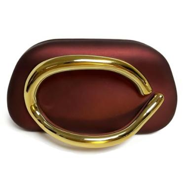 Imagem de Bolsa clutch de acrílico feminina clássica redonda para noite bolsa vintage de metal para guidão para festa de casamento e formatura., Roxo escuro fosco