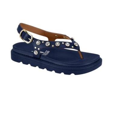 Imagem de Sandália Papete Feminina Flatform Tratorada com Tachas Vizzano 6510.125 (Azul Marinho, BR, Adulto, Numérico, 36)