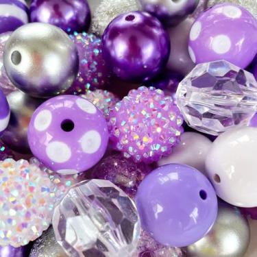 Imagem de MKLKSDH 50 peças de contas de chiclete de 20 mm para canetas, contas redondas grossas coloridas para chaveiro, pérolas grandes, strass, contas focais de acrílico para artesanato, joias, pulseiras