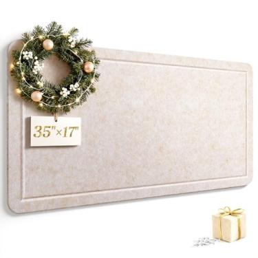 Imagem de Quadro de avisos, quadro decorativo de cortiça de feltro de 99 x 43 cm com pinos, quadro de pinos de feltro dobrável, quadro de exibição de fotos para escritório, casa, escola