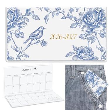 Imagem de ReliThick 17,8 cm x 16,5 cm 2026-2027 calendário de bolso para bolsa pequena agenda mensal caderno capa PVC bolso calendário bloco de notas apreciação presente presente para mulheres mãe amiga