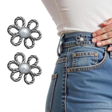 Imagem de Botões ajustadores de cintura para calças jeans e saias, preto (2 pares)