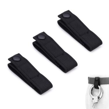 Imagem de Sekonow 3 peças de alça de nylon para algemas com fecho de pressão única, suporte de algema com clipe de liberação rápida para cinto de serviço de 5,7 cm, xerife de polícia