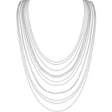 Imagem de Humble Chic NY Colar feminino simulado de diamante – Colar longo com corrente de cascata de zircônia cúbica em camadas, one-size, Zircônia cúbica, Sem Pedra Preciosa