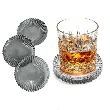 Imagem de MSEEYEELAN Porta-copos redondos de vidro de 10 cm, porta-copos para bebidas, tapetes de barra de café, adequados para sala de estar, escritório, decoração de mesa de centro.