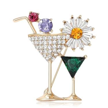 Imagem de Broche de taça de vinho de strass delicado para mulheres moderno coquetel vinhos broche de vidro garrafa de vinho broche broche de festa chapéu bolsa terno charme joias, Extar Large, Liga de aço