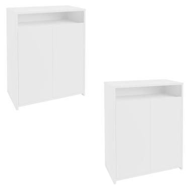 Imagem de Kit 2 Balcão Para Escritório Café 60cm 2 Portas Look A06 Branco - Mpozenato