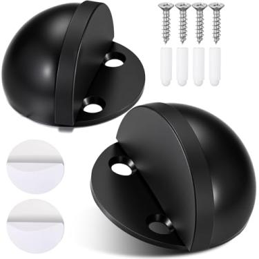 Imagem de MorningRo 2 batentes de porta autoadesivos, protetor de parede de batente de porta de piso de aço inoxidável, rolha de portão de piso meia cúpula para sala de estar, quarto, banheiro, escritório