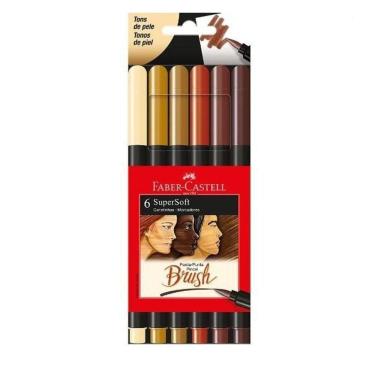Imagem de Caneta Brush Supersoft Faber-castell Tons De Pele Com 6 Cores