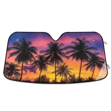 Imagem de Blueangle Palmeiras de coco para carro para-brisa protetor solar para carros - proteção UV dobrável, ajuste universal 139,7 x 70,1 cm protetor de para-brisa frontal (14)