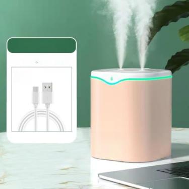 Imagem de Umidificador De Ar 2000ml Grande Com Bico Duplo LED Ultrassônico Difusor Aromatizador De Ambiente(UM019-ROSA 2000ML)