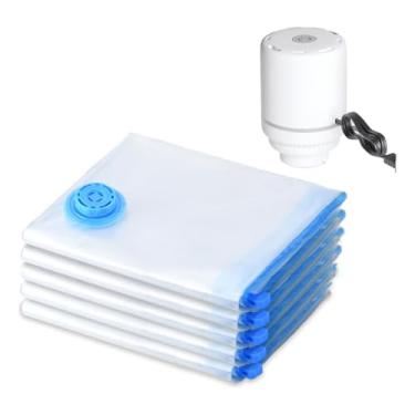 Imagem de Kit 10 Saco À Vácuo 60x80cm Viagem Mala E Bomba Elétrica