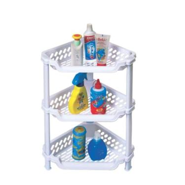 Imagem de Porta Shampoo Cantoneira Sabonete Produtos de Banho Suporte Organizador Plástico 4 Andares(3 andares)