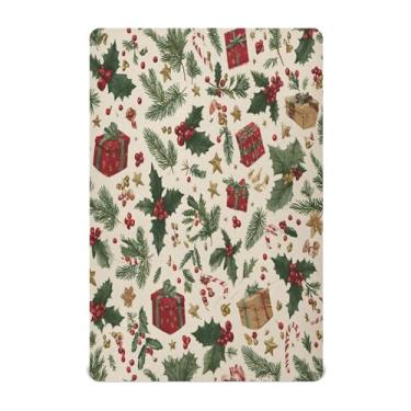 Imagem de Qilmy Lençóis de Natal para berço de bebê, macio, respirável e elástico, lençol com elástico para meninos e meninas, miniberço, 99 cm x 68,5 cm, capa de colchão infantil portátil
