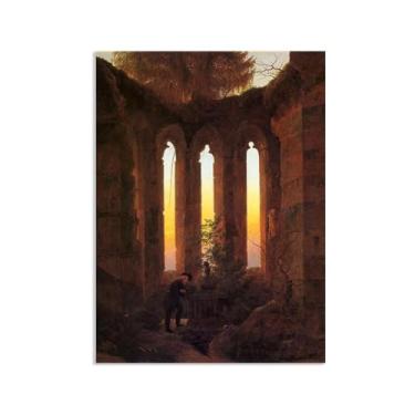 Imagem de ZUJGHSJG Huttens Grave por Caspar David Friedrich Impressões em tela Well Decor The World Classic Art Reproduções de arte grande giclee arte de parede para sala de estar decoração de casa 42 x 30 cm