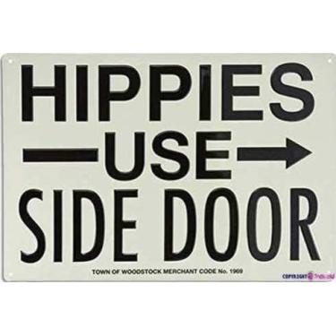 Imagem de Great Vintage Metal Tin Sign Hippies Use Sinais de Porta Lateral Exterior Casa Caverna Garagem Bar Country Poster Clube Placa de Parede Decoração Retro Placa de Alumínio 20 x 30 cm (pacote com 2)