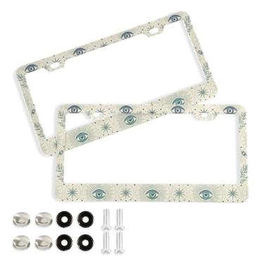 Imagem de SEHANY Molduras para placa de carro que tudo vêem, moldura de placa de carro de alumínio à prova de ferrugem com furos e parafusos elípticos serve para acessórios de carro de tamanho padrão de