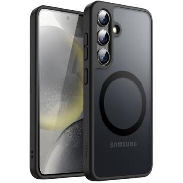 Imagem de JETech Capa Magnética para Samsung Galaxy S24+ / S24 Plus 5G, Compatível com MagSafe, Case Capinha para Translúcida Fosca Traseira à Prova de Choque (Preto)